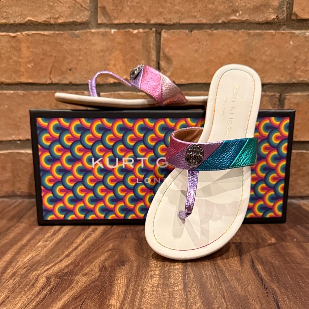 KURT GEIGER London Kensington T-Strap Sandals • Women's Size US 7.5 ( EUR 38)